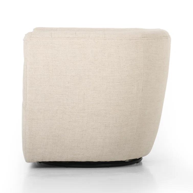 Thames Cream Leather Handcrafted Swivel Chair