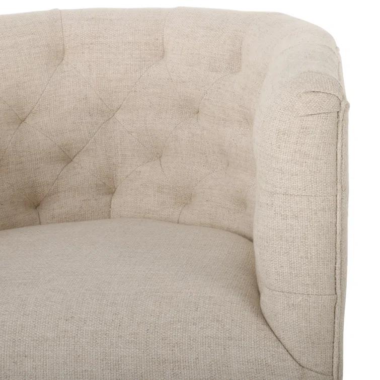 Thames Cream Leather Handcrafted Swivel Chair