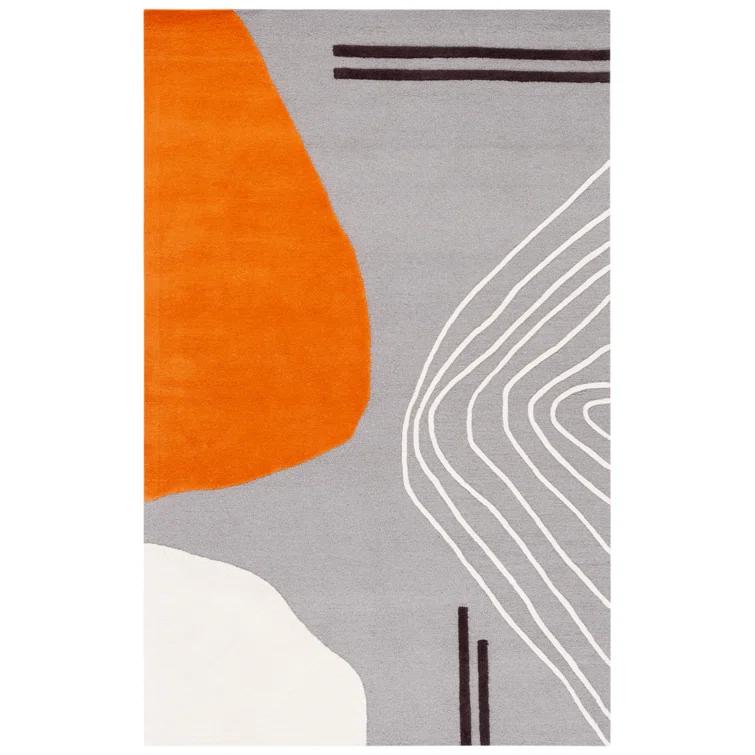 Rodeo Drive RD860 Hand Tufted Indoor Accent Rug - 2'3"x4' - Grey/Rust - Safavieh