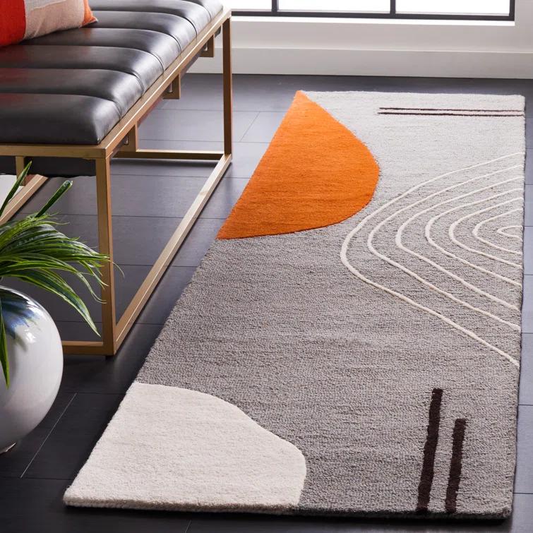 Rodeo Drive RD860 Hand Tufted Indoor Accent Rug - 2'3"x4' - Grey/Rust - Safavieh