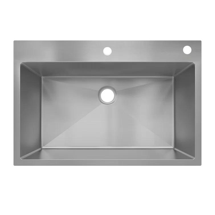 Sinber 33" x 22" Drop In Single Bowl Kitchen Sink with 18 Gauge 304 Stainless Steel Finish