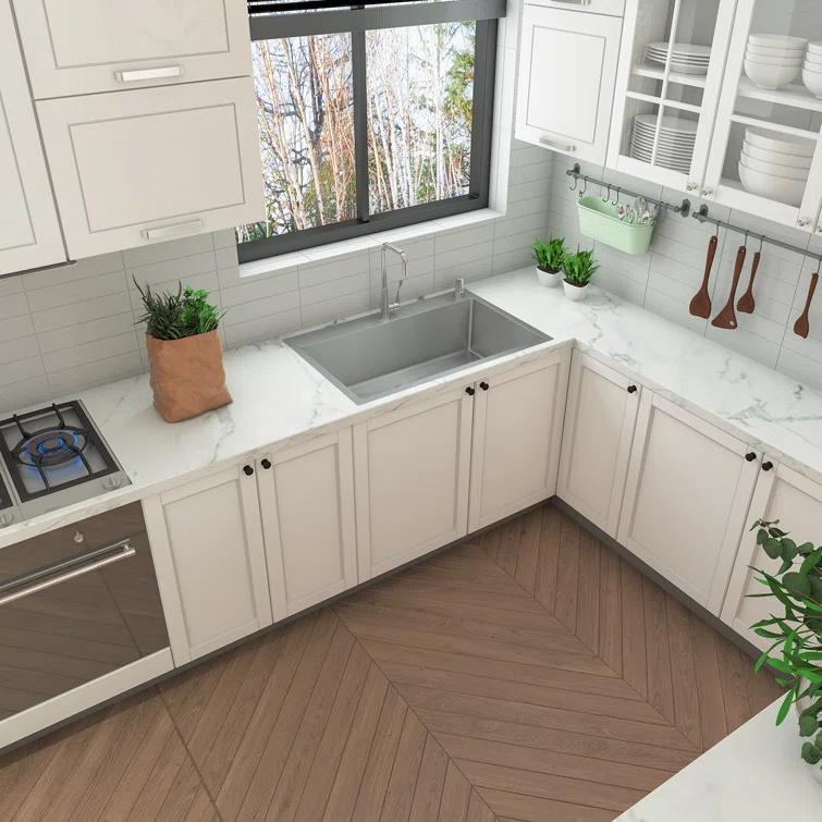 Sinber 33" x 22" Drop In Single Bowl Kitchen Sink with 18 Gauge 304 Stainless Steel Finish