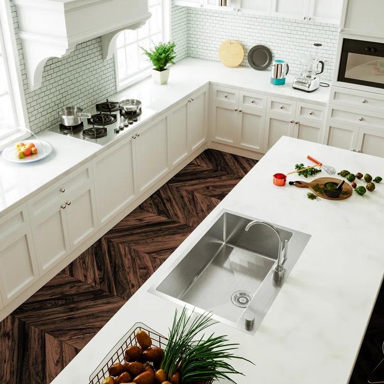 Sinber 33" x 22" Drop In Single Bowl Kitchen Sink with 18 Gauge 304 Stainless Steel Finish