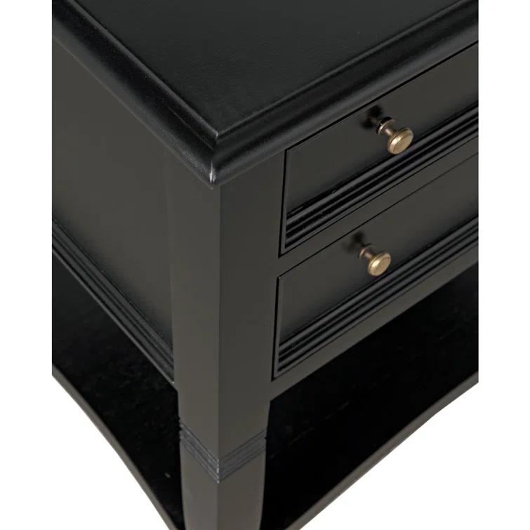 Luna 2 Drawer Nightstand - Hand Rubbed Black