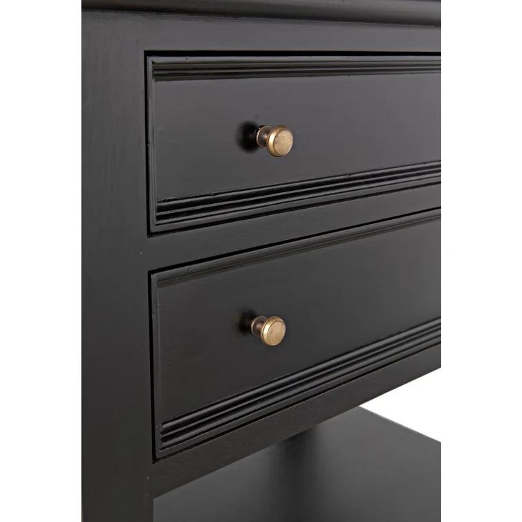 Luna 2 Drawer Nightstand - Hand Rubbed Black