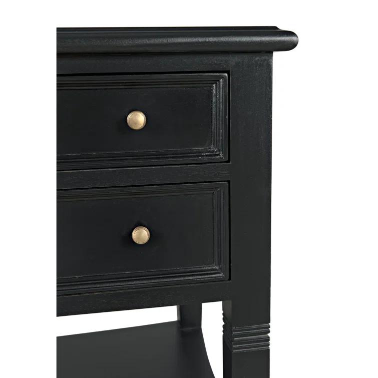 Luna 2 Drawer Nightstand - Hand Rubbed Black