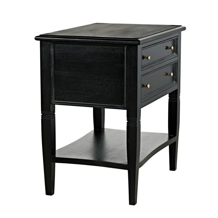 Luna 2 Drawer Nightstand - Hand Rubbed Black