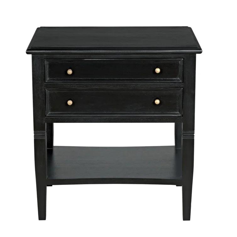 Luna 2 Drawer Nightstand - Hand Rubbed Black