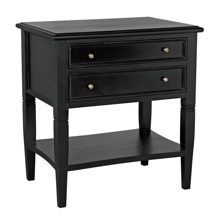 Luna 2 Drawer Nightstand - Hand Rubbed Black