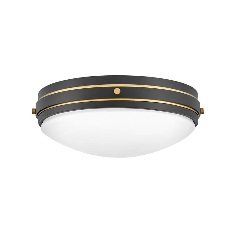 Hinkley Oliver 15.75" 3-Light Shallow Flush Mount Ceiling Light w/ Etched Opal Glass