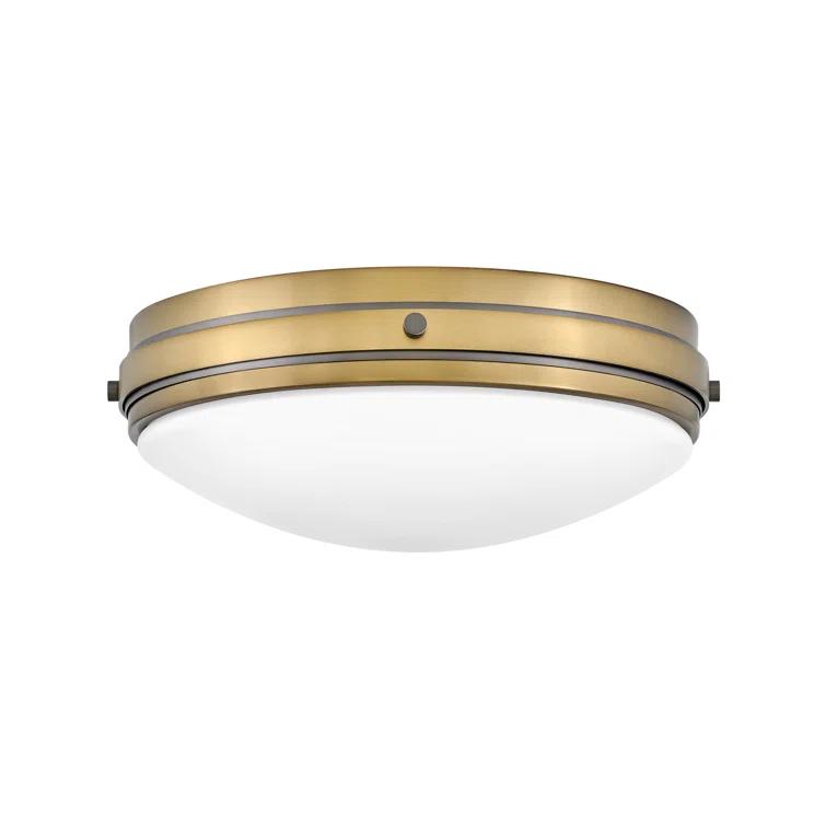 Hinkley Oliver 15.75" 3-Light Shallow Flush Mount Ceiling Light w/ Etched Opal Glass