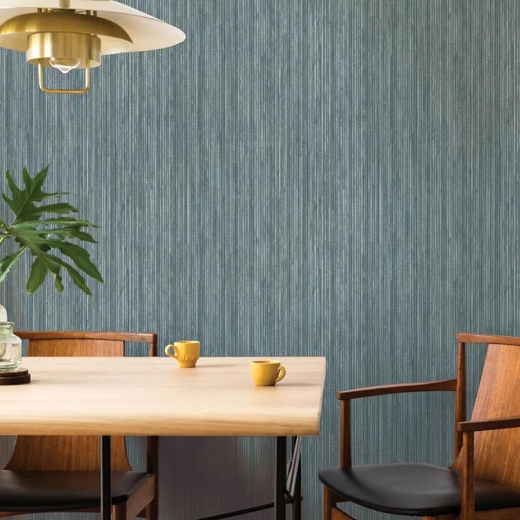 Tempaper & Co. 28 sq ft Faux Grasscloth Removable Peel and Stick Wallpaper Textured Chambray : Vinyl, Self-Adhesive, Blue