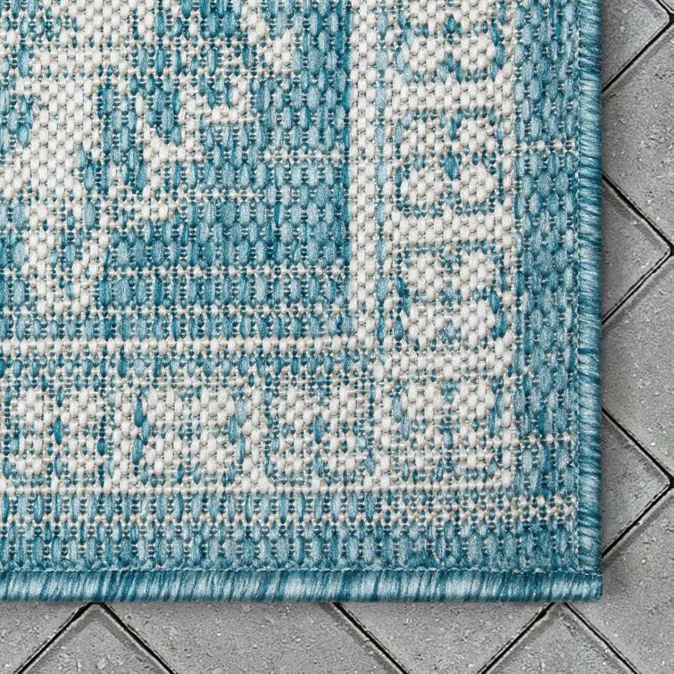 Grieves Persian Oriental Blue Indoor/Outdoor Area Rug