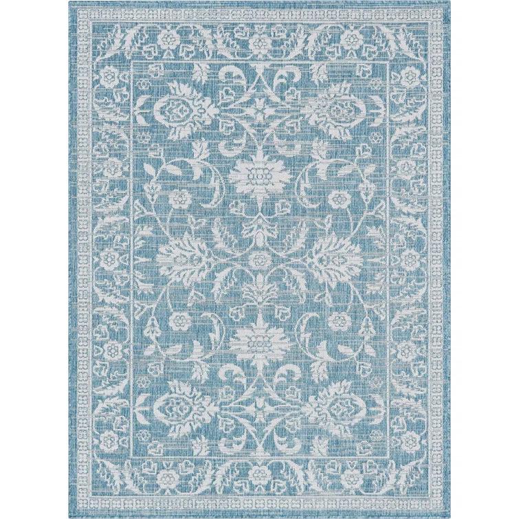 Grieves Persian Oriental Blue Indoor/Outdoor Area Rug