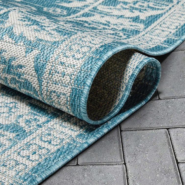 Grieves Persian Oriental Blue Indoor/Outdoor Area Rug