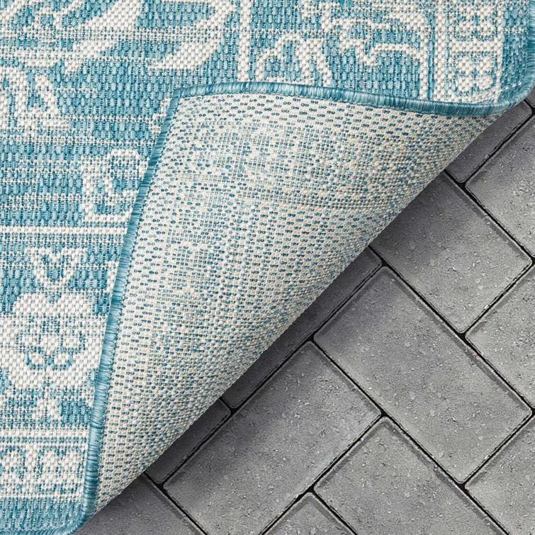 Grieves Persian Oriental Blue Indoor/Outdoor Area Rug