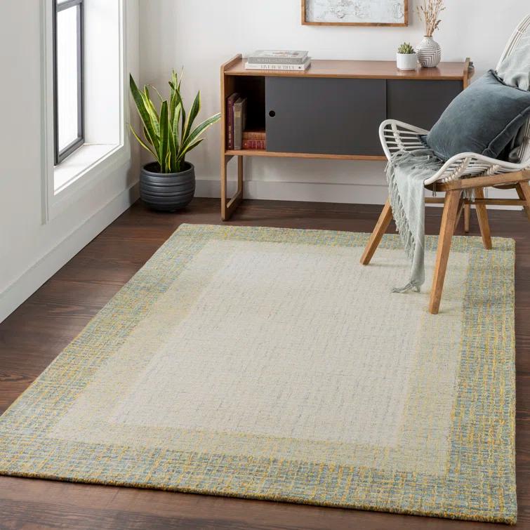Handmade Tufted Wool Rectangular Easy Care Rug