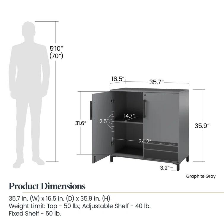 Shelby Garage Storage Base Cabinet 2 Door, Graphite