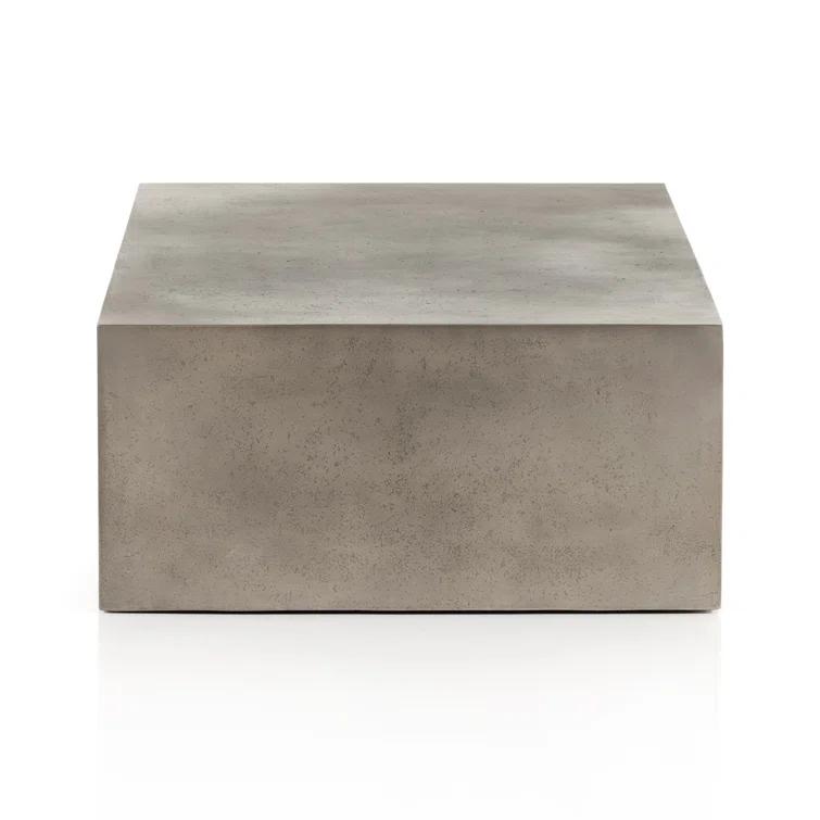 Gray Oak Rectangular Cocktail Table with Textured Concrete Top