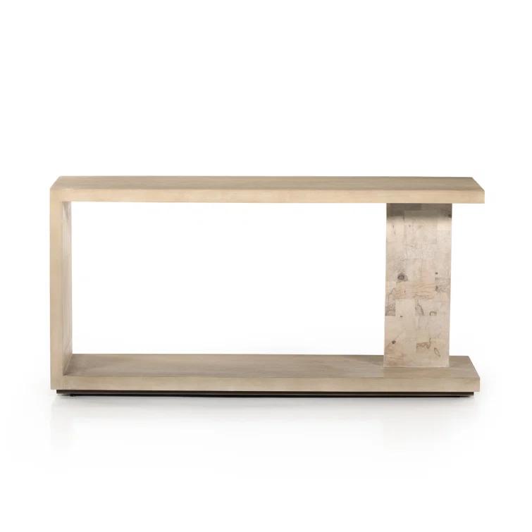 Cantilevered Modern Darian Console Table in White Mahogany