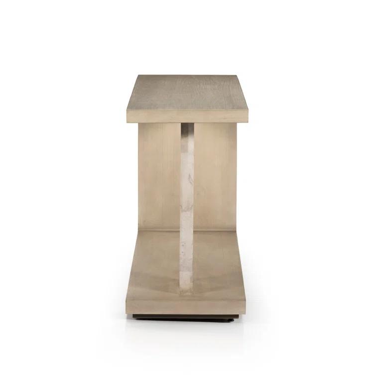 Cantilevered Modern Darian Console Table in White Mahogany