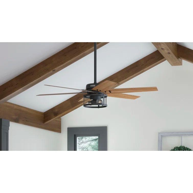 52" Houston 6 - Blade Ceiling Fan With LED Light Kit And Handheld Remote