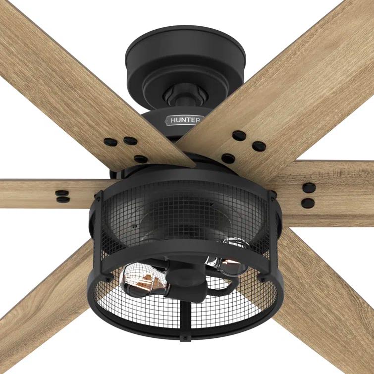 52" Houston 6 - Blade Ceiling Fan With LED Light Kit And Handheld Remote