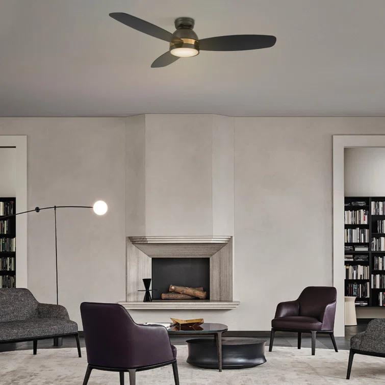 Smart Flush Mount Ceiling Fan with Light, Remote Control, DC Motor