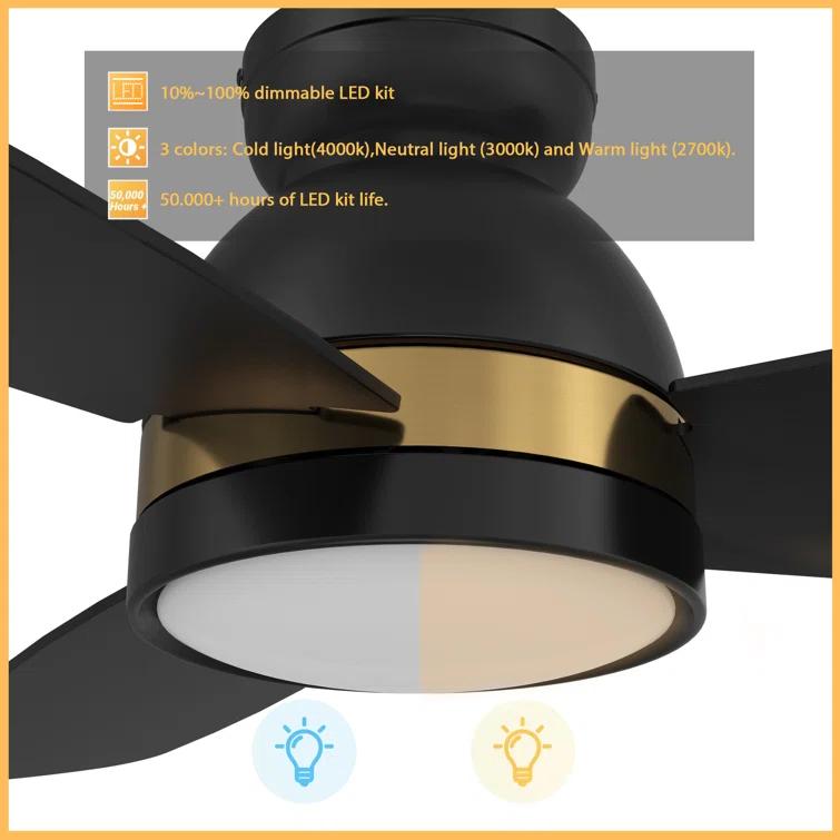 Smart Flush Mount Ceiling Fan with Light, Remote Control, DC Motor