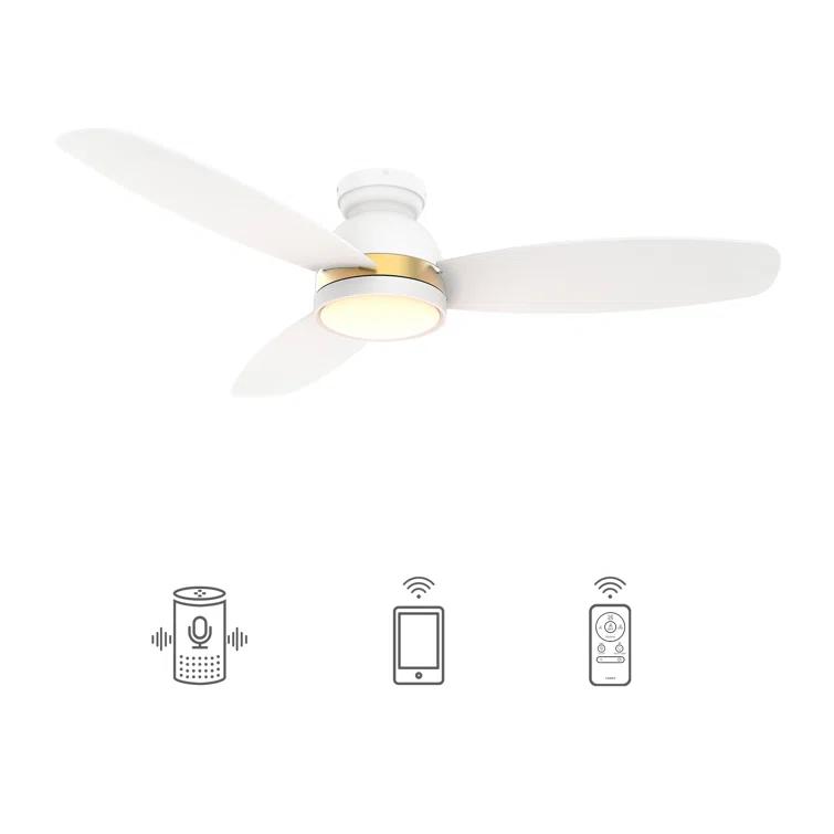 Smart Flush Mount Ceiling Fan with Light, Remote Control, DC Motor