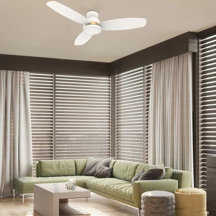 Smart Flush Mount Ceiling Fan with Light, Remote Control, DC Motor