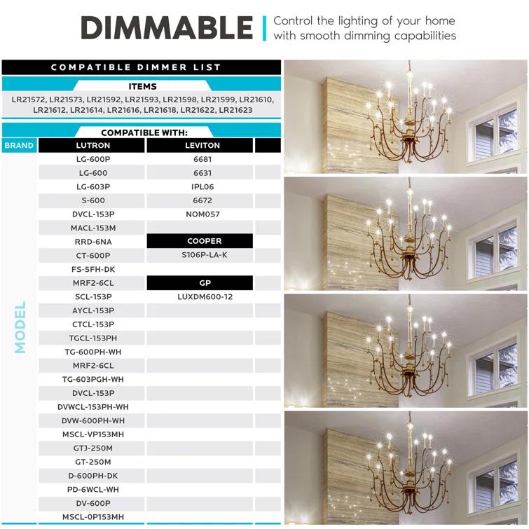 Luxrite LR21648-12PK 7 Watt (100 Watt Equivalent), B11 LED, Dimmable, Natural White (3500K), E12/Candelabra Base