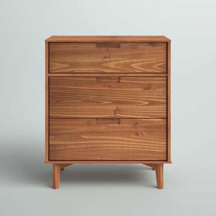 Yarber Groove 3 Drawer Solid Wood Chest