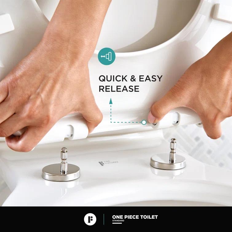 Fine Fixtures MOTB7W Dual-Flush Elongated One-Piece Toilet with High Efficiency Flush