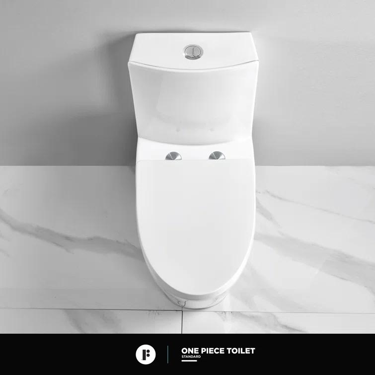 Fine Fixtures MOTB7W Dual-Flush Elongated One-Piece Toilet with High Efficiency Flush