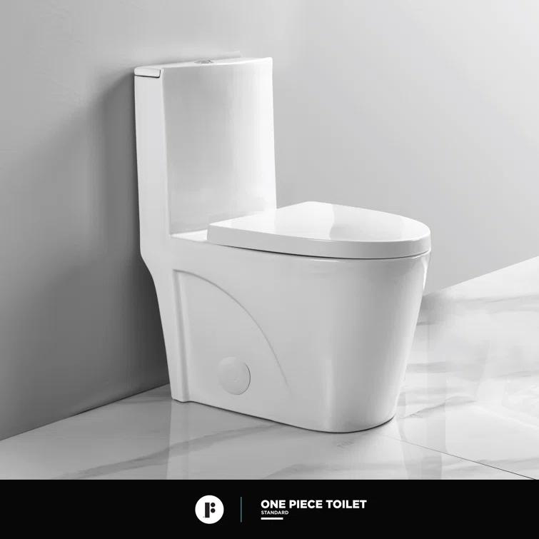 Fine Fixtures MOTB7W Dual-Flush Elongated One-Piece Toilet with High Efficiency Flush