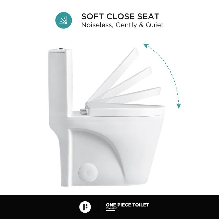 Fine Fixtures MOTB7W Dual-Flush Elongated One-Piece Toilet with High Efficiency Flush