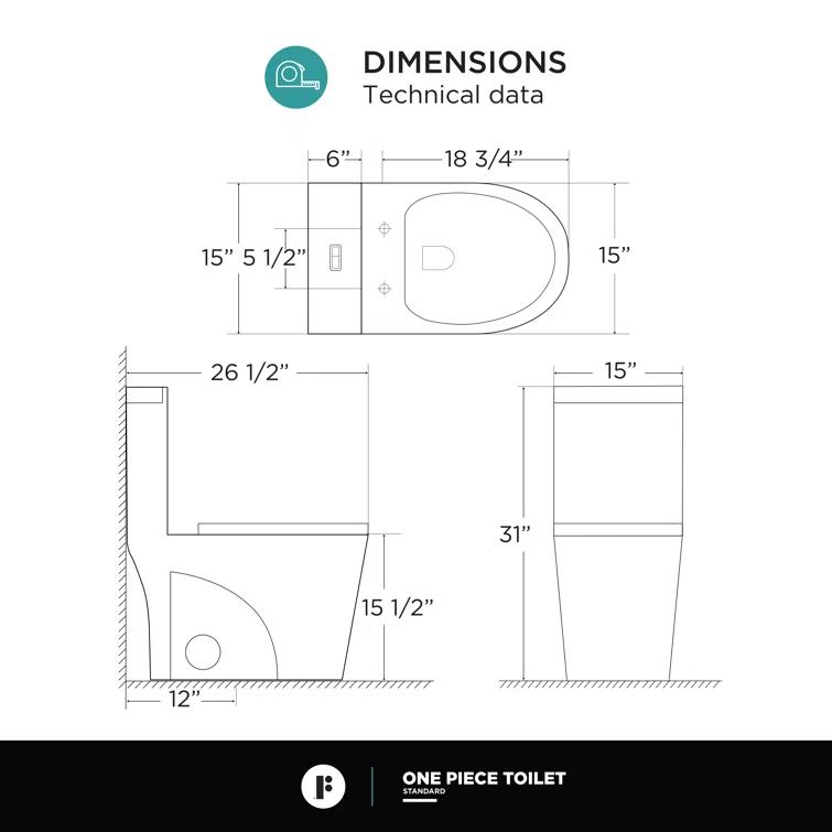 Fine Fixtures MOTB7W Dual-Flush Elongated One-Piece Toilet with High Efficiency Flush