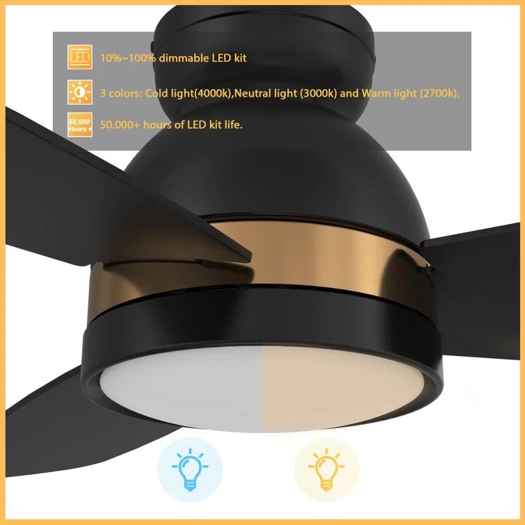 Smart Flush Mount Ceiling Fan with Light, Remote Control, DC Motor