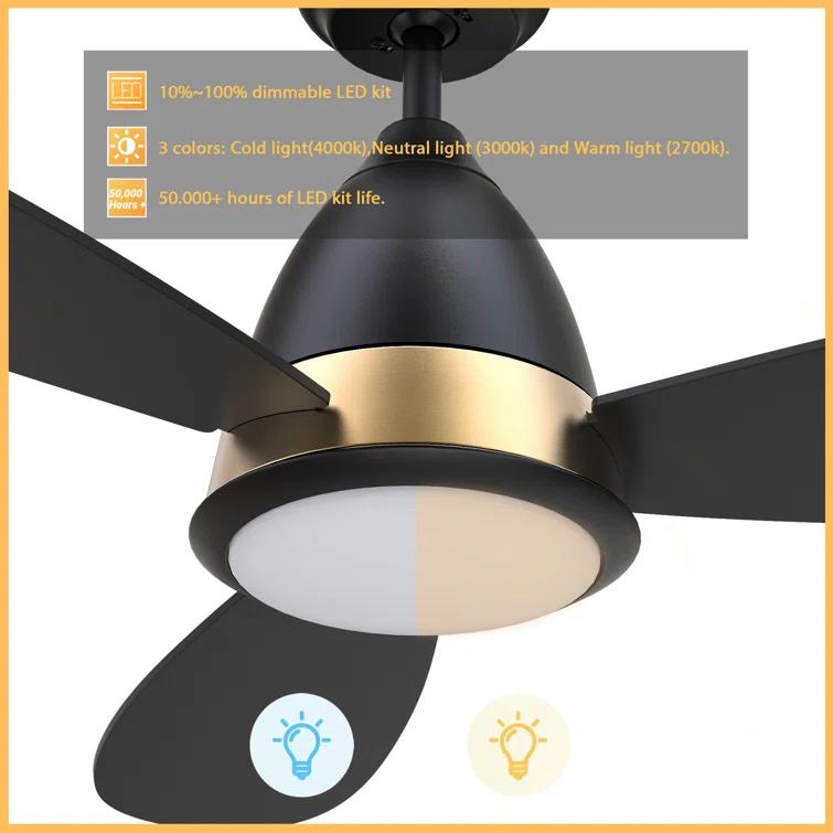 Fayette 52'' Smart Ceiling Fan With Remote, Light Kit IncludedWorks With Google Assistant And Amazon Alexa,Siri Shortcut.