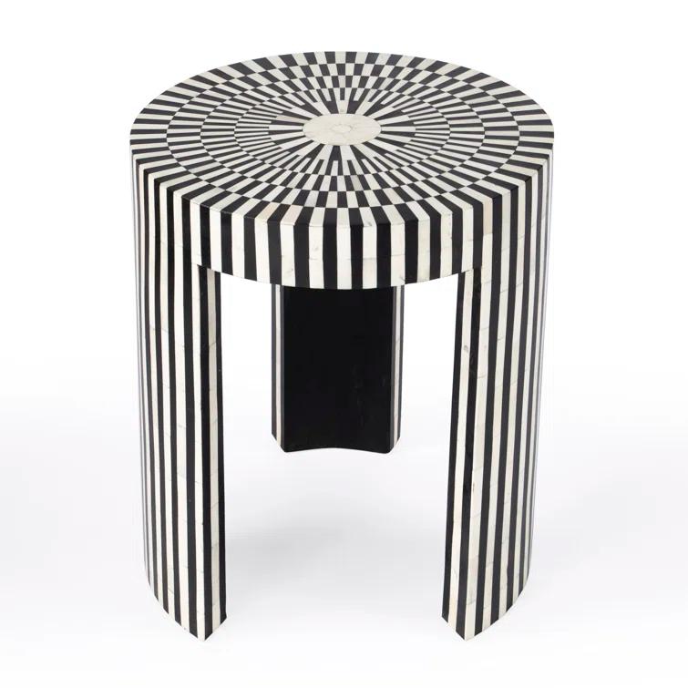 Butler Specialty Transitional Rimma Bone Inlay Side Table In Black And White