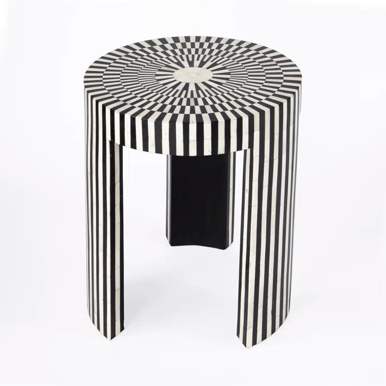 Butler Specialty Transitional Rimma Bone Inlay Side Table In Black And White