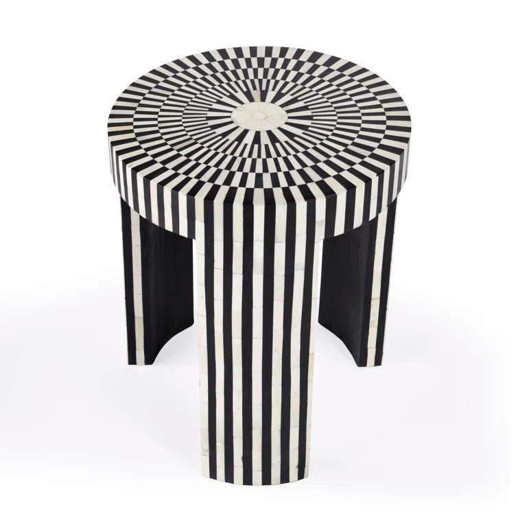 Butler Specialty Transitional Rimma Bone Inlay Side Table In Black And White