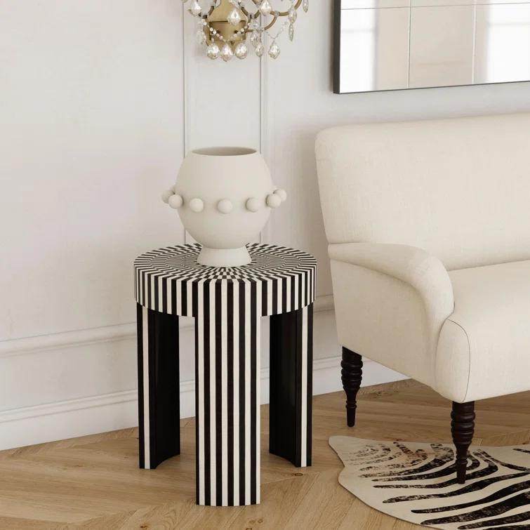 Butler Specialty Transitional Rimma Bone Inlay Side Table In Black And White