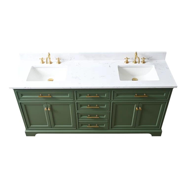 Zaviera 72'' Free-standing Double Bathroom Vanity with Engineered Stone Vanity Top