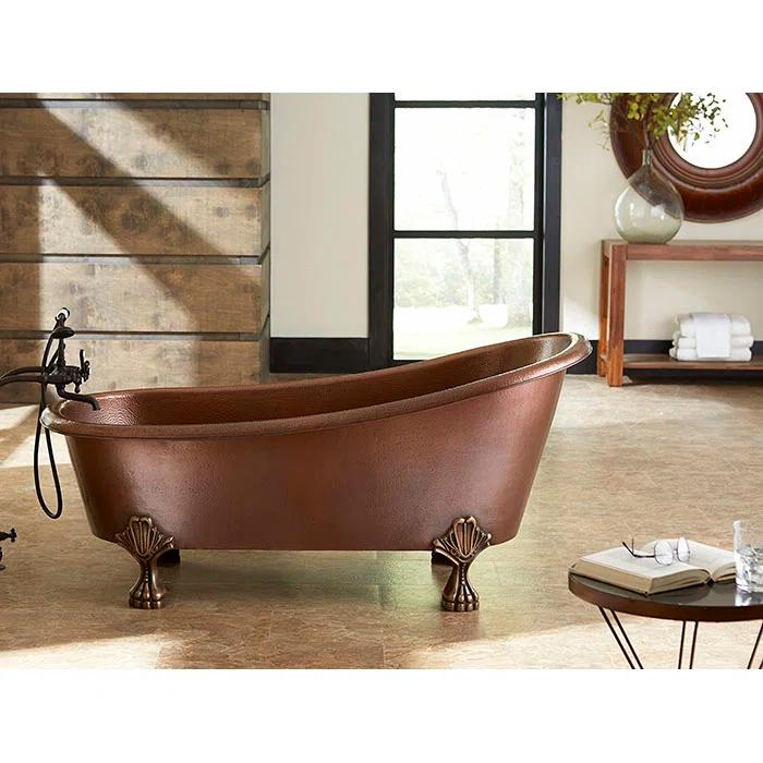Heisenberg 5'6" Copper Freestanding Clawfoot Bathtub with No Overflow