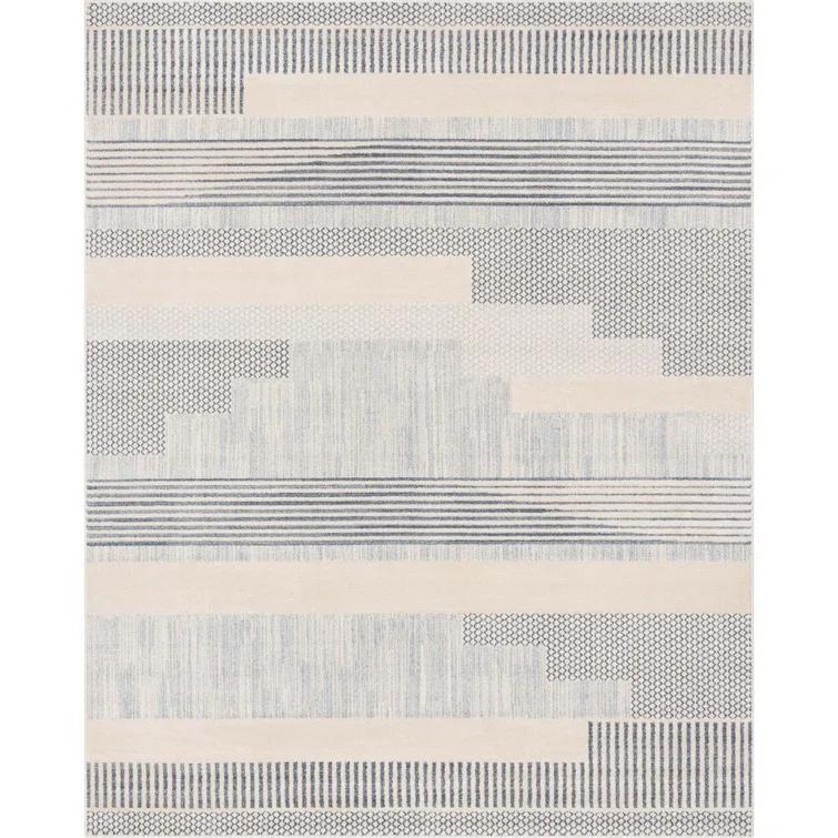 Marcone Briar Tribal Geometric Abstract Light Blue Looped Pile Rug