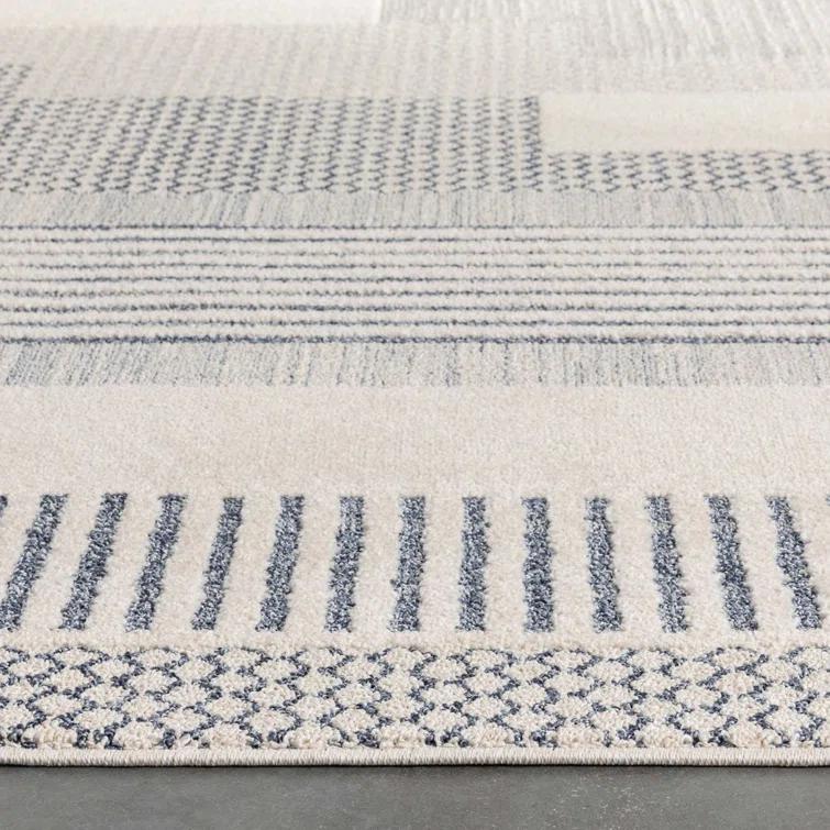 Marcone Briar Tribal Geometric Abstract Light Blue Looped Pile Rug