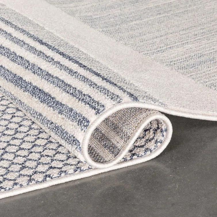 Marcone Briar Tribal Geometric Abstract Light Blue Looped Pile Rug