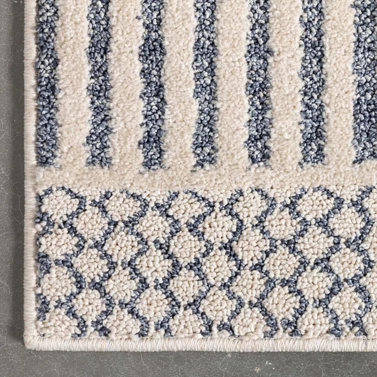 Marcone Briar Tribal Geometric Abstract Light Blue Looped Pile Rug